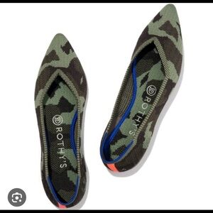 Rothy's Green Camo Flats with Pointed Toe Design